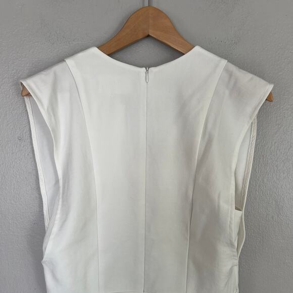 ba&sh Jess Asymetrical White Sleeveless V-Neck Mini Dress Women Size EU 2 Us M 8 - Picture 6 of 9